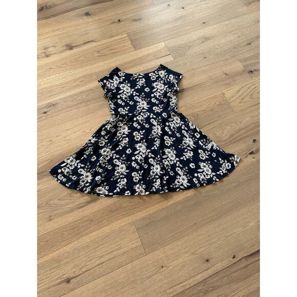 Loft Outlet Womens Navy and White Floral Stretch Short Sleeve Swing Dress Sz XL - Picture 5 of 8